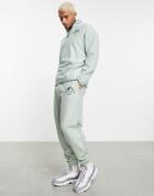 Asos Design Oversized Sweatpants In Green Polar Fleece With Mountain Print