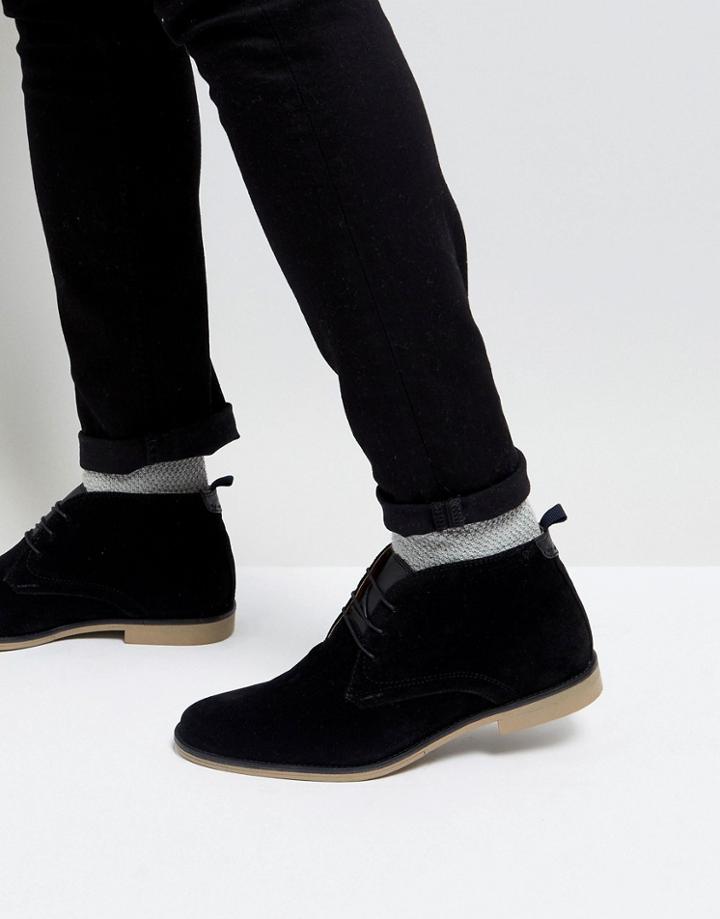 Burton Menswear Desert Boots In Black - Black