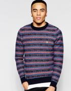 Original Penguin Striped Wool Knitted Sweater - Blue