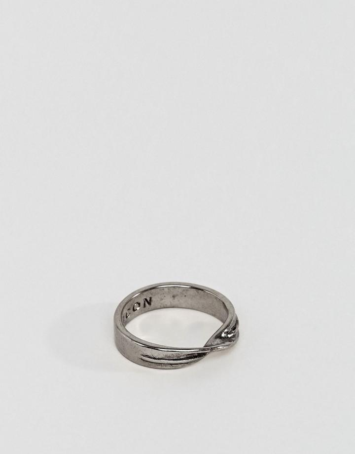 Icon Brand Twisted Band Ring In Gunmetal - Silver