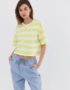 Asos Design Oversized Boxy T-shirt In Neon Stripe - Yellow