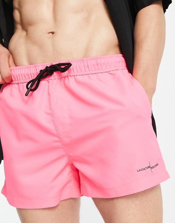 River Island Swim Shorts In Bright Pink