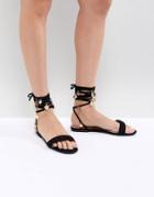 Raid Elida Black Ankle Tie Sandals - Black