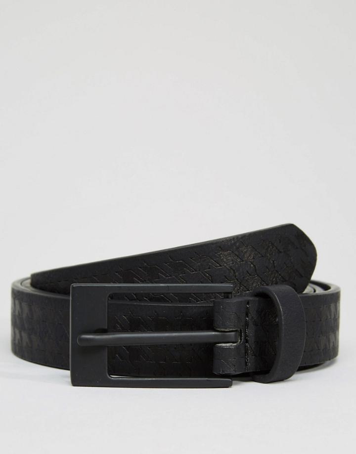 Asos Smart Skinny Belt With Emboss - Black