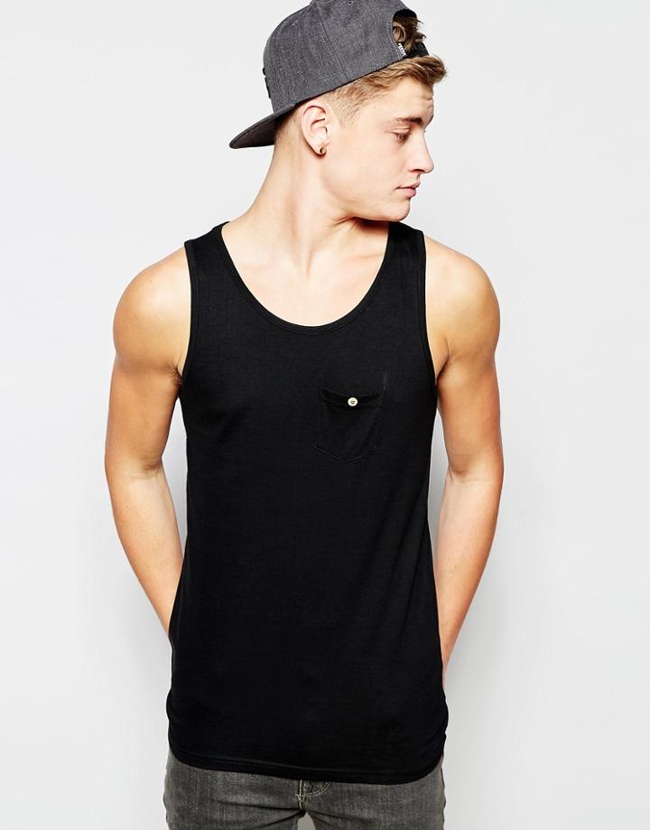Brave Soul Chest Pocket Tank - Black