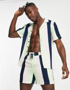 Native Youth Elland Striped Revere Collar Shirt In Navy