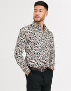 Harry Brown Floral Animal Print Slim Fit Shirt-multi
