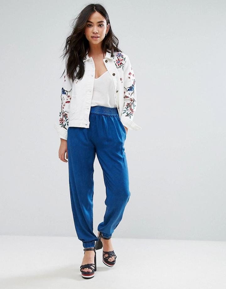 Qed London Chambray Joggers - Blue