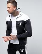 11 Degrees Hoodie In Black Poly - Black