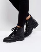 London Rebel Lace Up Ankle Boot - Black