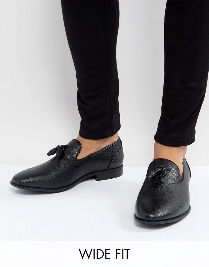 Asos Wide Fit Tassel Loafers In Black - Black