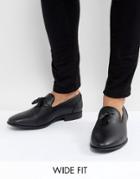 Asos Wide Fit Tassel Loafers In Black - Black