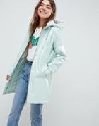 Asos Design Borg High Shine Rain Jacket-green