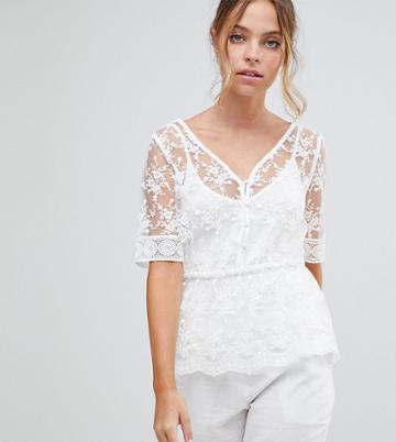 Forever New Petite Lace Blouse Top With Cami Underlay - White