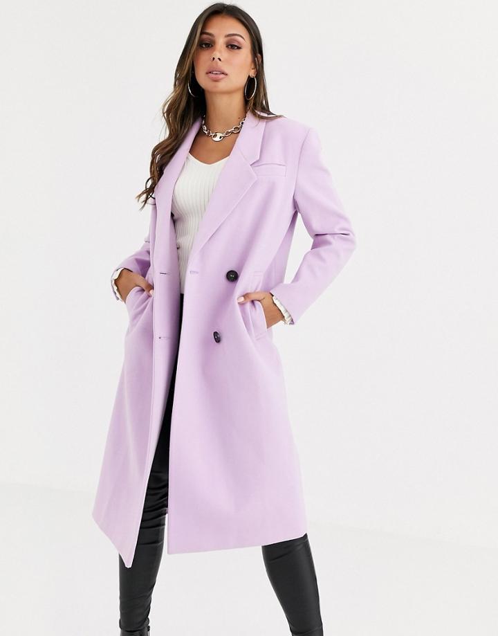 Asos Design Hero Longline Maxi Coat In Lilac - Purple