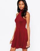Ax Paris Skater Dress With Cut In Neck - Red