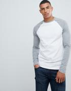 Asos Design Long Sleeve T-shirt With Contrast Raglan Sleeves-multi