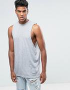 Asos Oversized Tank With Raw Edges And Modesty V - Gray