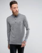 Allsaints Knitted Polo Shirt In 100% Merino Wool - Gray