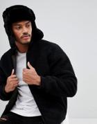 New Look Faux Fur Trapper Hat In Black - Black