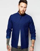 Asos Denim Shirt With Two Pockets In Long Sleeve - Blue