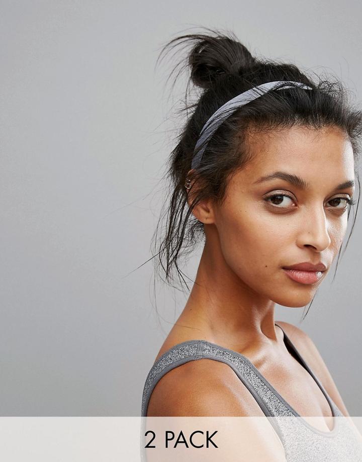 Asos Pack Of 2 Elastic Gym Headbands - Multi