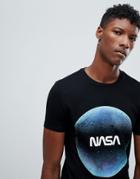 Asos Design Nasa Muscle T-shirt With Moon Print - Black