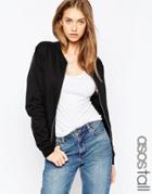 Asos Tall The Bomber Jacket In Jersey - Black