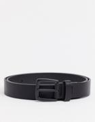 Asos Design Wide Belt In Black Faux Leather With Matte Black Buckle Detail