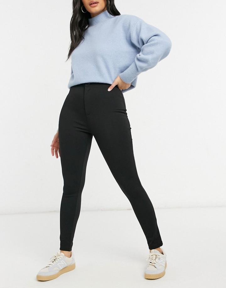 Asos Design High Waisted Stretch Pants In Black