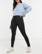 Asos Design High Waisted Stretch Pants In Black