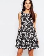 Wal G Skater Dress In Floral Print - Black