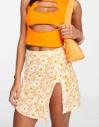 Reclaimed Vintage Inspired Cross-over Mini Skirt In Floral Print-multi
