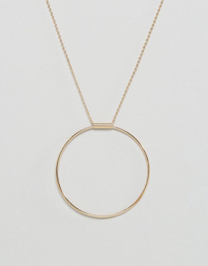 Nylon Oversized Circle Necklace - Gold