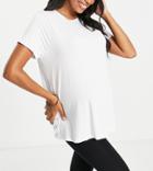 Missguided Maternity Nursing T-shirt With Snap-up Side In White