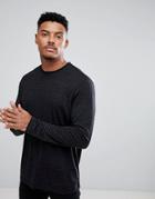 Asos Long Sleeve T-shirt In Linen Mix In Black - Black