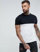 New Look Color Block T-shirt In Black And White - Black