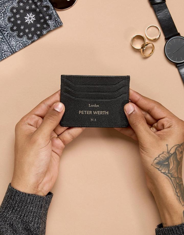 Peter Werth Etched Card Holder In Black - Black