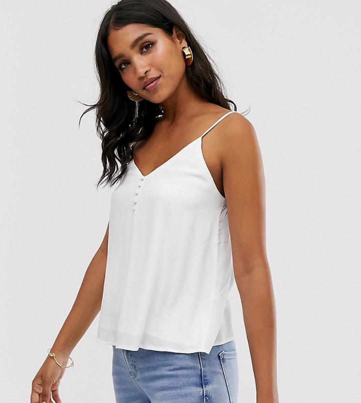 Stradivarius Button Front Cami In White - White