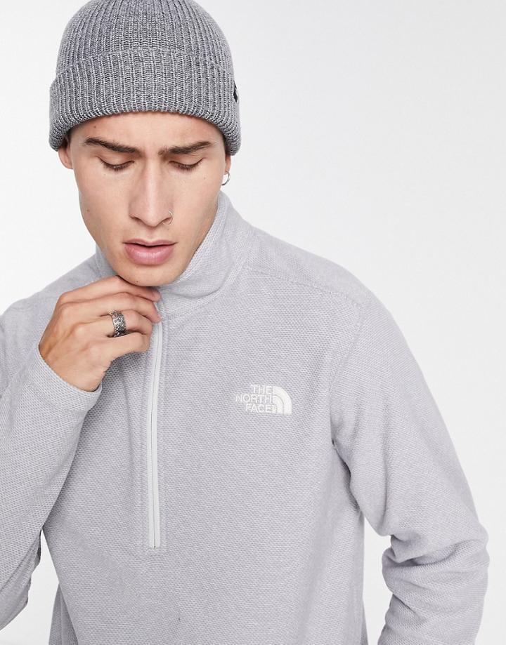 The North Face Textured Cap Rock 1/4 Zip Fleece In Light Gray-grey