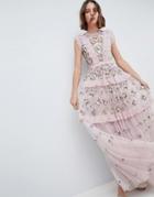 Needle & Thread High Neck Layered Maxi Dress With Embellishment - Purple