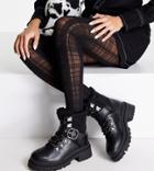 Asos Design Wide Fit Applaud Shearling Lined Lace Up Boots In Black