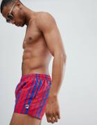 Fila Vintage Stripe Swim Shorts In Red - Red