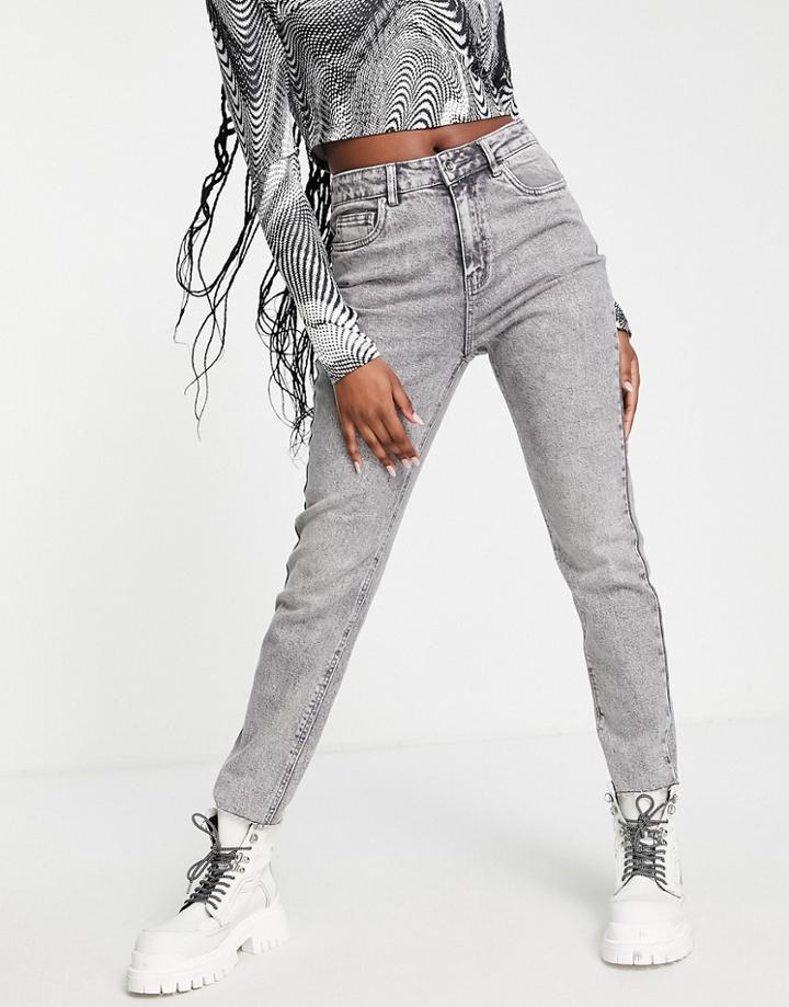 Vero Moda Brenda Straight Leg Jeans In Washed Gray Denim