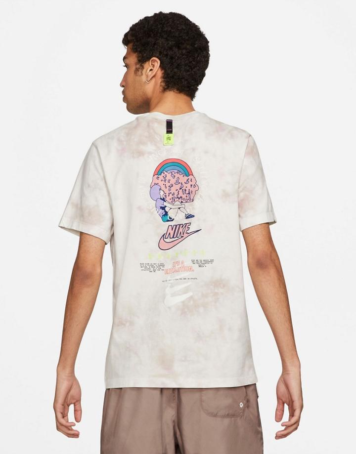 Nike Festival Tie-dye Graphic Back Print T-shirt In Sand-brown