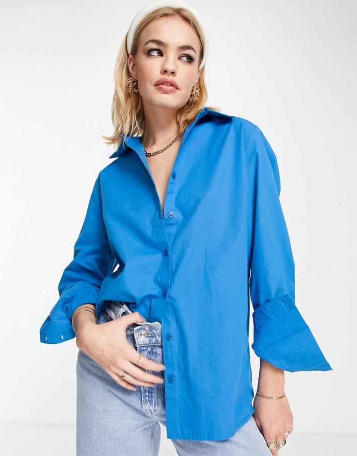Extro & Vert Cotton Oversized Shirt In Cobalt Blue