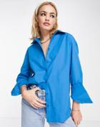 Extro & Vert Cotton Oversized Shirt In Cobalt Blue