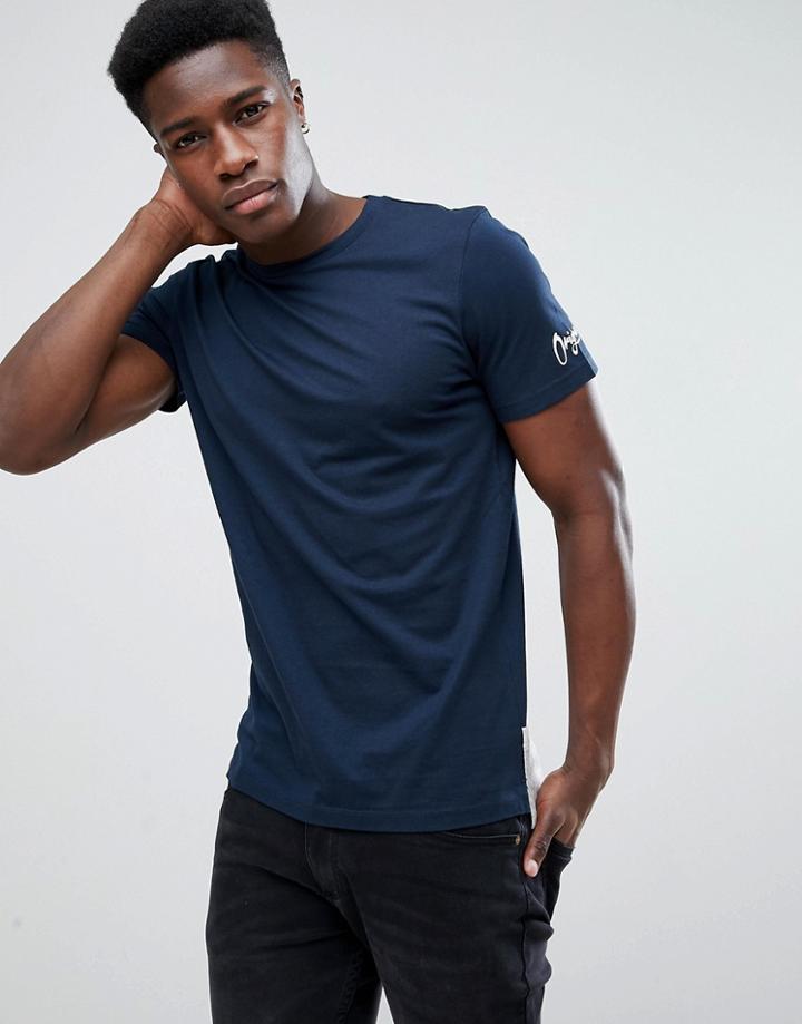 Jack & Jones Originals Longline T-shirt With Stepped Cotton Hem Detail - Gray