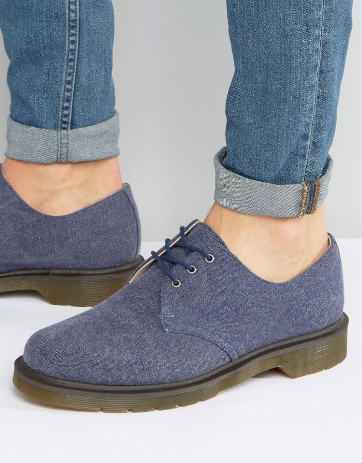 Dr Martens Lester 3 Eye Washed Canvas Shoes - Navy