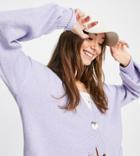 M Lounge Relaxed Cardigan With Balloon Sleeves In Pastel Knit-purple